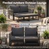 STEELSØN 'Tyranis' Metall Sitzgruppe, 4-teilig, schwarz, mit Tisch und Hocker, wetterfest, Gartenlounge für 2-4 Personen Bild 3