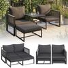 STEELSØN 'Tyranis' Metall Sitzgruppe, 4-teilig, schwarz, mit Tisch und Hocker, wetterfest, Gartenlounge für 2-4 Personen Bild 1