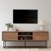 Calicosy 'RODEZ' TV-Möbel mit 2 Fächern und 2 Schubladen, Nussbaum-Dekor, Länge 140 cm - Dunkles Holz Bild 2