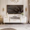 ALLHOUSE24 Wohnzimmer-Set DIAMANT Weiß Hochglanz GOLD Metallfüßen Wohnzimmer Möbel SET, (3-St), Das Set besteht aus: Kommode, TV Schrank, Couchtisch Bild 4
