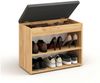 KOMTO Schuhbank mit Sitzfläche - Schuhregal Bank mit Stauraum Honig Eiche 60 x 48 x 32 cm Kleiner Schuhschrank mit Sitzbank Flur Bank Garderobenbank Sofia Bild 2