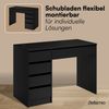 Bellamio 'Nore' Schminktisch mit Spiegel, mit 5 Schubladen, beidseitig montierbar, schwarz, 77x53x110 cm, Wandspiegel aus HD-Glas (mit Wandbefestigung) Bild 4