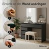 Bellamio 'Nore' Schminktisch mit Spiegel, mit 5 Schubladen, beidseitig montierbar, schwarz, 77x53x110 cm, Wandspiegel aus HD-Glas (mit Wandbefestigung) Bild 5