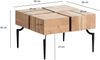 Couchtisch Akazie Massivholz 60 x 60 x 40 cm Quadratisch mit Metallgestell, Kleiner Sofatisch Würfel-Form, Wohnzimmertisch Couch Modern, Kaffeetisch Cube Braun / Schwarz Bild 4