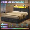KIMENICH Polsterbett mit LED-Beleuchtung, Hydraulisches Stauraumbett (Ohne Matratze), mit Steckdosen, offenem Regal & verstecktem Stauraum, 140x200cm Bild 4