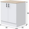 Dmora Unterschrank 2 Türen Nolia, Unterbauschrank, Schrank mit Türen, Basisstruktur für Spüle, 80x60 h90 cm, Weiß und Eiche Bild 3