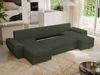 U-förmiges Ecksofa mit Schlaffunktion, genähter Sitz, zwei Armlehnen und losen Kissen - UMBRIA U - Grün Boucle Bild 4