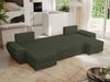 U-förmiges Ecksofa mit Schlaffunktion, genähter Sitz, zwei Armlehnen und losen Kissen - UMBRIA U - Grün Boucle Bild 3
