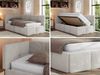 Jugendbett 90x200 ARVO Polsterbett mit Bettkasten, Stauraum & Gasdruckfeder, Modernes Design mit Kopfteil, Pocket Matratze - Hellgrau Plüsch - VIRE LUX - Links Seite Bild 2
