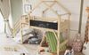 Etagenbett 90x200 cm, Kiefer/MDF/Sperrholz, EN-747-zertifiziertes Kinderbett mit Graffiti-Tafel und Stauraumtreppe,Weiß und Natur Bild 2