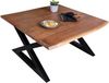 Couchtisch Baumkante 90x90 cm Akazie Nussbaumfarben schwarz X-Gestell geschlossen 83941477 Bild 2