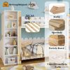 Novelux Etagenbett 90x200 mit Kleiderschrank und 6 Regalen – Kinderbett mit Fallschutz, 4-stufiger Leiter, Holz Weiß/Natur Bild 3