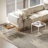 Couchtisch Set 2-Teilig Mit Abnehmbarem Tablett - Kaffeetisch Beistelltisch Modern Weiß/Eichenoptik Bild 2