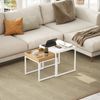 Couchtisch Set 2-Teilig Mit Abnehmbarem Tablett - Kaffeetisch Beistelltisch Modern Weiß/Eichenoptik Bild 3
