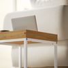 Couchtisch Set 2-Teilig Mit Abnehmbarem Tablett - Kaffeetisch Beistelltisch Modern Weiß/Eichenoptik Bild 4