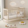 Merax Holz-Babybett, 124cm Multifunktions-Babybett, umwandelbar in Beistellbett, Staffelei & Schreibtisch, mehrstufig höhenverstellbar, aus Kiefernholz, Naturholzfarbe, ohne Matratze Bild 5