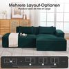 LVHOM Ecksofa 2 Sitzer, Modulares Sofa 235 cm breit, L-Form Sofa mit 2 Kissen, Schlafsofa aus Cordstoff, kein Aufbau erforderlich, Dunkelgrün Bild 3