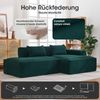 LVHOM Ecksofa 2 Sitzer, Modulares Sofa 235 cm breit, L-Form Sofa mit 2 Kissen, Schlafsofa aus Cordstoff, kein Aufbau erforderlich, Dunkelgrün Bild 4