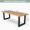 Massivholz Wohnzimmertisch mit Baumkante RAGNAR - 220x100cm, Eichenholz, U-Tie Gestell | Esstisch Holz Küchentisch Esszimmertisch Bild 2