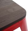 2er-Set Hocker HWC-A73 inkl. Holz-Sitzfläche, Metallhocker Sitzhocker, Metall Industriedesign stapelbar ~ rot Bild 5