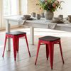 2er-Set Hocker HWC-A73 inkl. Holz-Sitzfläche, Metallhocker Sitzhocker, Metall Industriedesign stapelbar ~ rot Bild 1