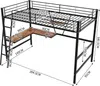 Hochbett mit Rausfallschutz, Regal, Leiter, Schreibtisch und Lattenrost, 90x200 cm, Metallbett, Kinderbett Bild 4