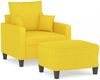 vidaXL Sessel mit Hocker Hellgelb 60 cm Stoff 3201086 Bild 2