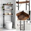 Vasagle Toilettenregal, 3 Ebenen, Badezimmerregal, platzsparend, einfach zu montieren, für Waschküche, industrieller Stil, rustikales Braun und Schwarz Bild 3