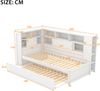Bett 90x200 cm Daybett aus Spanplatte/MDF mit Ausziehbett, viel Stauraum und USB-Anschluss, Weiß Bild 4