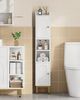 Badezimmerschrank, Badschrank schmal mit 2 Türen und offenen Regalen, schmales Badregal, verstellbare Ablagen, 20 x 20 x 108,5 cm, Badezimmer Hochschrank, Aufbewahrungsschrank, weiß Bild 3