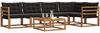 vidaXL Outdoor-Sofagarnitur mit Kissen 6 pcs Natürlich und Schwarz 3369471 Bild 3