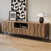 TV-Schrank mit drei Türen. Niedriger Schrank, Wohnzimmermöbel, Maße: 160 x 35 x 46 cm (Länge x Breite x Höhe). Bild 5