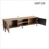 TV-Schrank mit drei Türen. Niedriger Schrank, Wohnzimmermöbel, Maße: 160 x 35 x 46 cm (Länge x Breite x Höhe). Bild 4