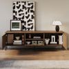 TV-Schrank mit drei Türen. Niedriger Schrank, Wohnzimmermöbel, Maße: 160 x 35 x 46 cm (Länge x Breite x Höhe). Bild 3
