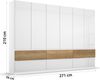 rauch Kleiderschrank; Drehtürenschrank WINNIPEG, 6-türig, 6 Schubkästen, Hochglanz alpinweiß/Eiche Halifax, 271x210x56xcm Bild 4
