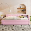 Daybett 90x200 cm mit ausziehbarem Rollbett, Bett mit USB & Typ-C Ladeanschluss und Nachttischlampe,Weiß Bild 5