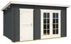 Lasita Maja Flachdach Gartenhaus Belmont Gartenhaus aus Holz in Grau Holzhaus mit 28 mm Wandstärke Blockbohlenhaus mit Montagematerial Bild 3
