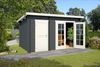 Lasita Maja Flachdach Gartenhaus Belmont Gartenhaus aus Holz in Grau Holzhaus mit 28 mm Wandstärke Blockbohlenhaus mit Montagematerial Bild 2