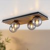 LED Deckenleuchte, Holzoptik, schwarz, Rauchglas, L 90 cm Bild 3
