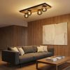 LED Deckenleuchte, Holzoptik, schwarz, Rauchglas, L 90 cm Bild 4