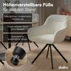 skølm 'Thokk' Esszimmerstühle, 2er Set, cremeweiß, gepolsterter Leinenbezug, höhenverstellbar & drehbar, Polsterstühle mit Armlehnen, bis 150 kg belastbar Bild 4