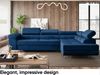 MEBLINI Schlafcouch mit Bettkasten - MALIBA - 277x203x63cm Rechts - Blau Samt - Ecksofa mit Schlaffunktion - Sofa mit Relaxfunktion und Kopfstützen - Couch L-Form - Eckcouch - Wohnlandschaft Bild 3