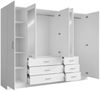 Raumhirsch Furniture Kleiderschrank Garderobenschrank, Drehtürenschrank, Schrank mit Spiegel (Maße: 250 x 58 x 200,5 cm (viel Stauraum, einfache Montage) 5-türig, 6 Schubladen, Kleiderstange Bild 4