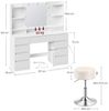 VASAGLE Schminktisch mit Spiegel und LED-Leuchten, Steckdosenleiste, Schubladen (1 Tisch mit 1 Hocker), mit 3 Lichtfarben, werkzeuglose Gleitschienen, Sitzhocker 360° drehbar Bild 3