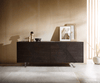 Sideboard Tereos 200 cm Esche Dunkelbraun 3D Effekt 4 Türen Fuß Schwebeoptik Acrylglas Bild 5