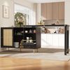 Tischschrank 360°drehbarer und erweiterbarer mit Retro Rattantüren, Sideboard Buffet mit Stauraum, Esstisch Küchenregal Bild 5