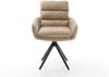 Esszimmerstuhl Abelia-Flex mit Armlehnen Mikrofaser Beige Vintage Kreuzgestell kantig Schwarz Bild 2
