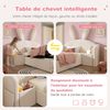 Novelux Jugendbett 90x200 cm mit Bettkasten Hydraulisch – Samtstoff Beige, Hasenohr-Design & Nachttisch Bild 4