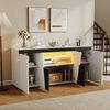 Merax 140 cm Sideboard, Großer Aufbewahrungsschrank mit 3 Schränken und 4 Türen, Abgewinkeltes Design + Schwarz-Weiß-Farbblockierung, Moderne Kommode mit LED-Lichtleiste Bild 3