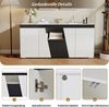 Merax 140 cm Sideboard, Großer Aufbewahrungsschrank mit 3 Schränken und 4 Türen, Abgewinkeltes Design + Schwarz-Weiß-Farbblockierung, Moderne Kommode mit LED-Lichtleiste Bild 5